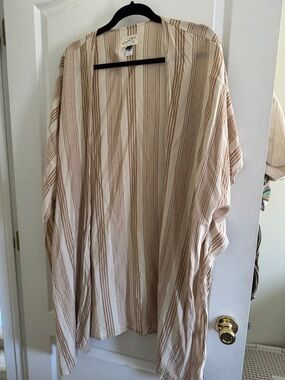 Universal Thread Beige and Cream Striped Open Cardigan